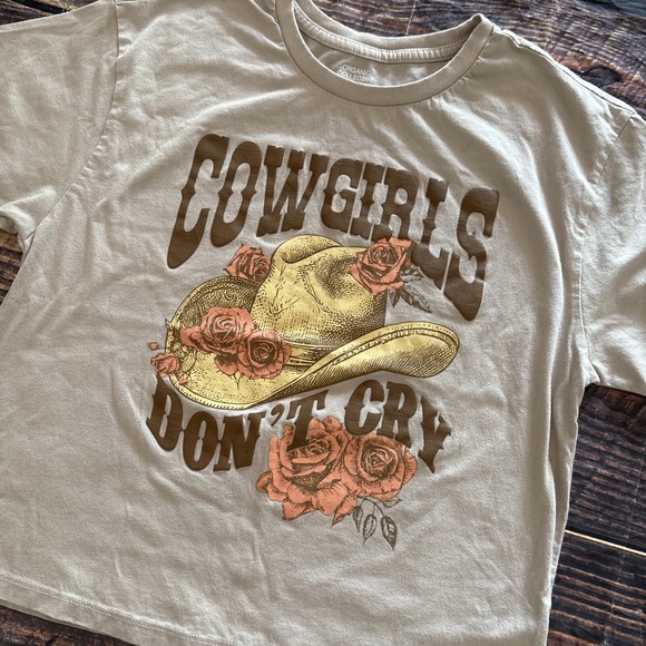 Tops - Organic Collective by Organic Generation Cowgirls Don't Cry Crop Tshirt Small